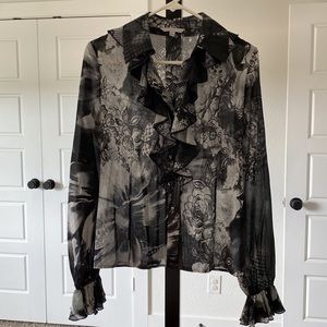 St. John Couture Ruffle Silk Blouse